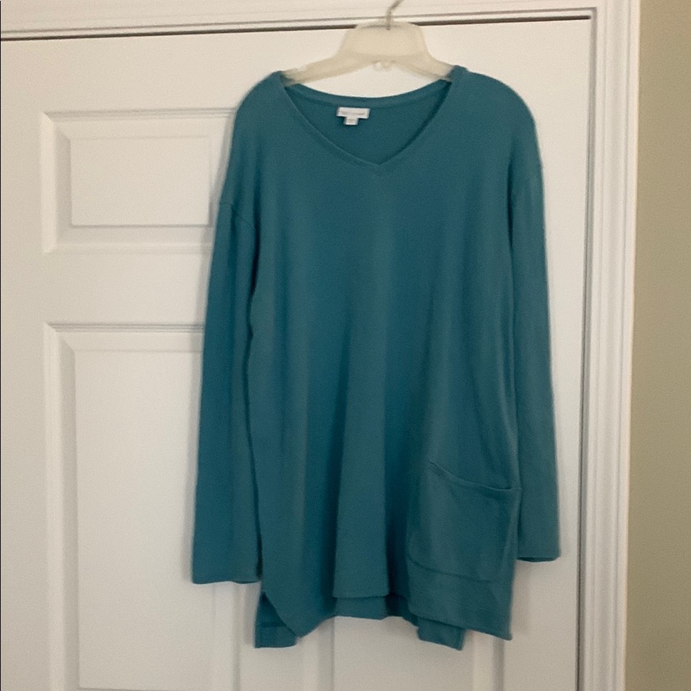 Teal V-Neck Long Sleeve Top
